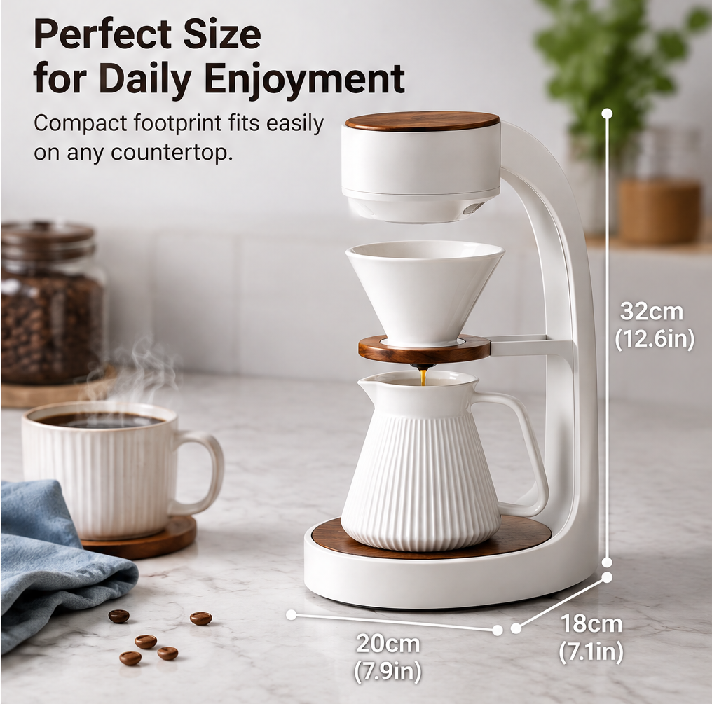 🏺 THYORIOM® Ceramic Pour-Over Coffee Maker with Wood Accents