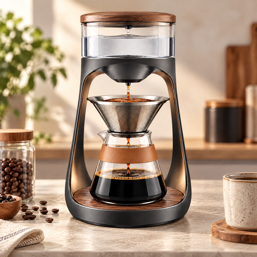 ♨️ THYORIOM® Glass & Wood Slow Drip Coffee Tower – 600ml