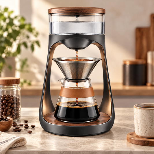 ♨️ THYORIOM® Glass & Wood Slow Drip Coffee Tower – 600ml