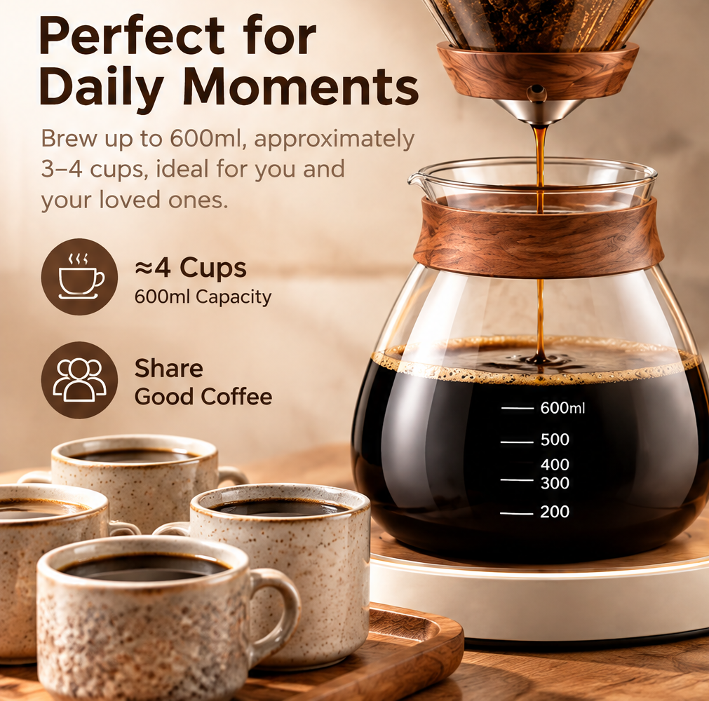 🌧️ THYORIOM® 360° RainBrew Pour-Over Coffee Maker – 600ml