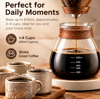 🌧️ THYORIOM® 360° RainBrew Pour-Over Coffee Maker – 600ml