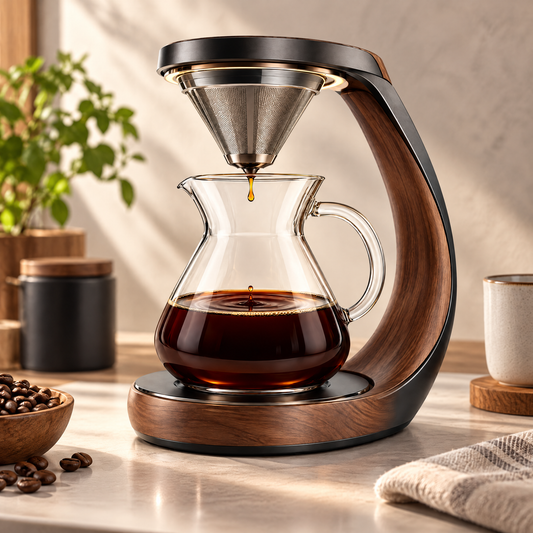 💎 THYORIOM® Metal & Wood Pour-Over Coffee Maker