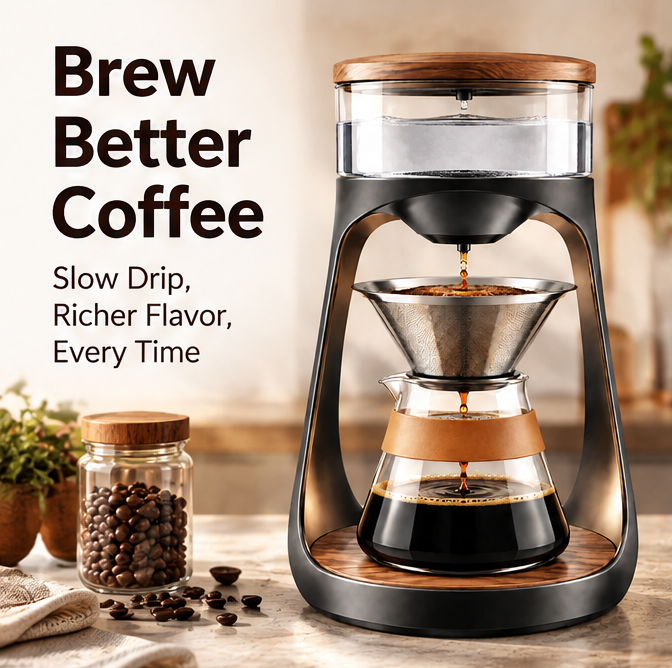 ♨️ THYORIOM® Glass & Wood Slow Drip Coffee Tower – 600ml
