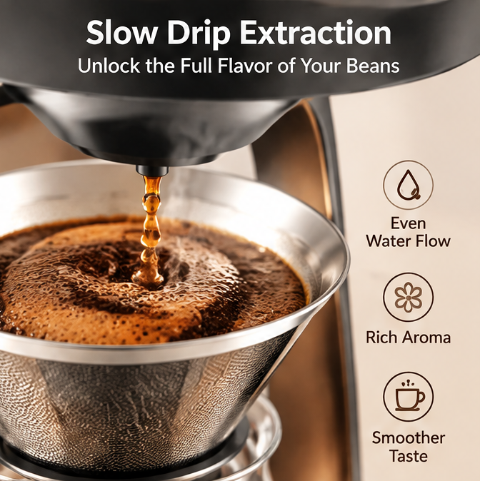 ♨️ THYORIOM® Glass & Wood Slow Drip Coffee Tower – 600ml
