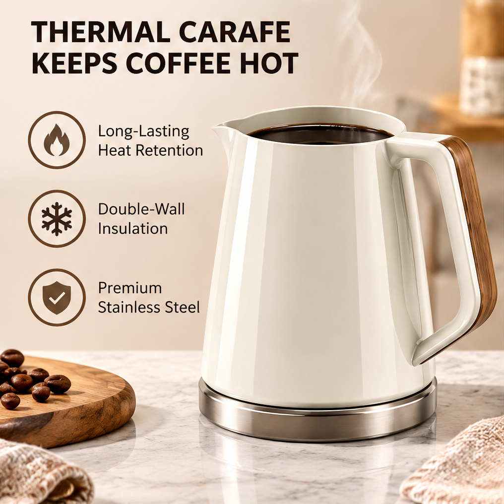 🔥 THYORIOM® Thermal Drip Coffee Maker – Stainless Steel Insulated Carafe