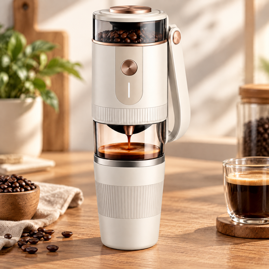 🏕️ THYORIOM® NomadBrew Portable Coffee Maker with Burr Grinder