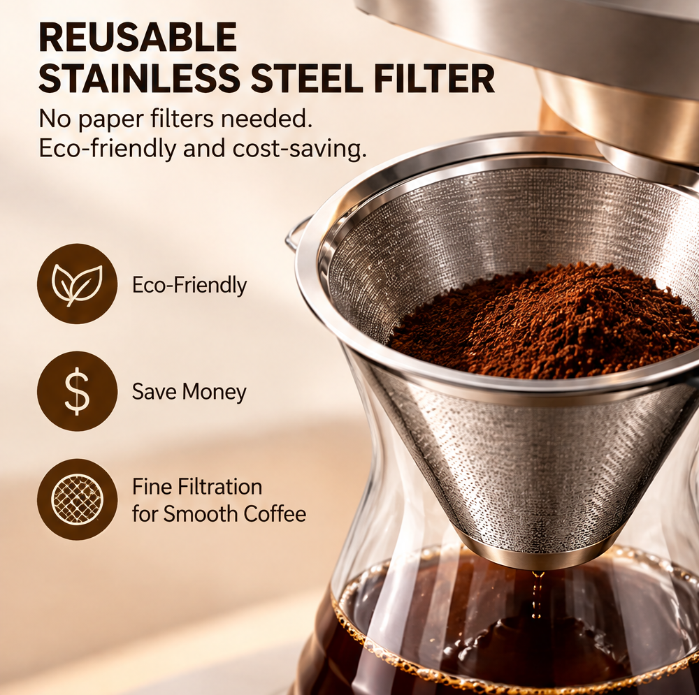 💧 THYORIOM® Precision Pour-Over Coffee Maker with Mesh Filter