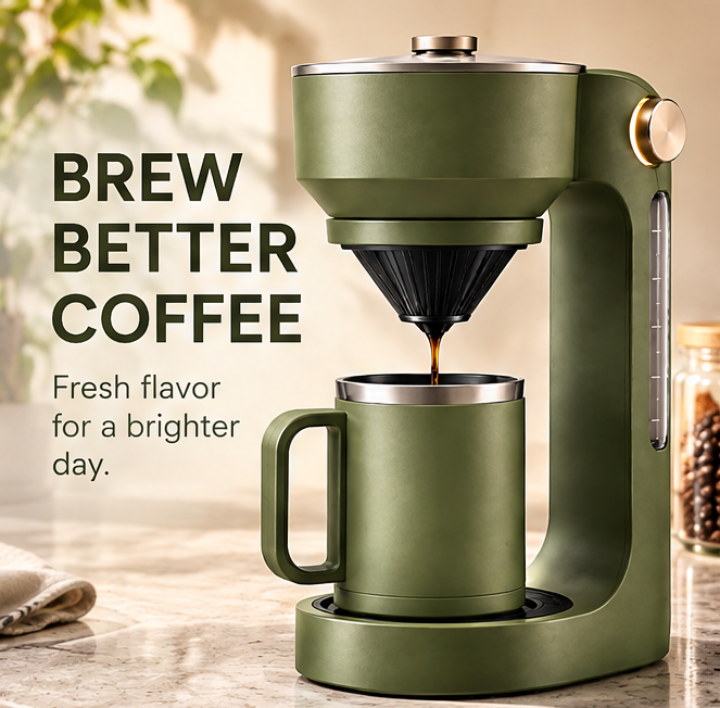 🌿 THYORIOM® Sage Green Drip Coffee Maker – 800ml