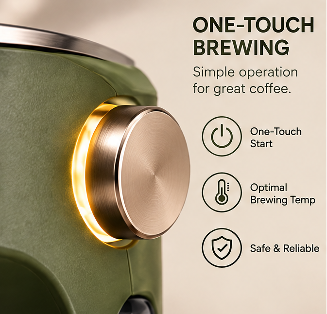 🌿 THYORIOM® Sage Green Drip Coffee Maker – 800ml