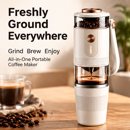 🏕️ THYORIOM® NomadBrew Portable Coffee Maker with Burr Grinder