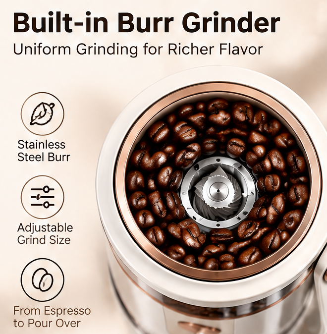 🏕️ THYORIOM® NomadBrew Portable Coffee Maker with Burr Grinder