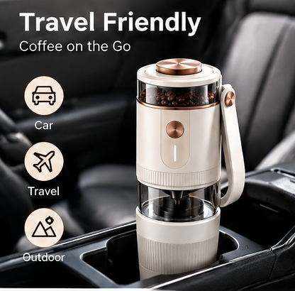 🏕️ THYORIOM® NomadBrew Portable Coffee Maker with Burr Grinder