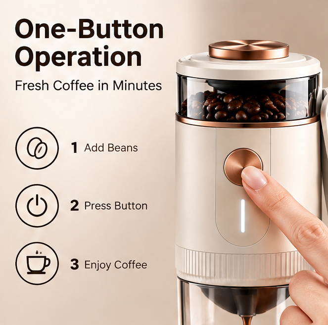 🏕️ THYORIOM® NomadBrew Portable Coffee Maker with Burr Grinder