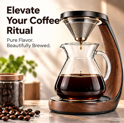 💎 THYORIOM® Metal & Wood Pour-Over Coffee Maker